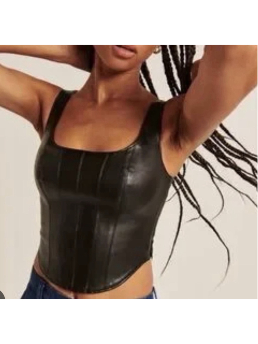 Abercrombie & Fitch NWT Black Vegan Leather Zip Corset Top Wide Strap Small $70
